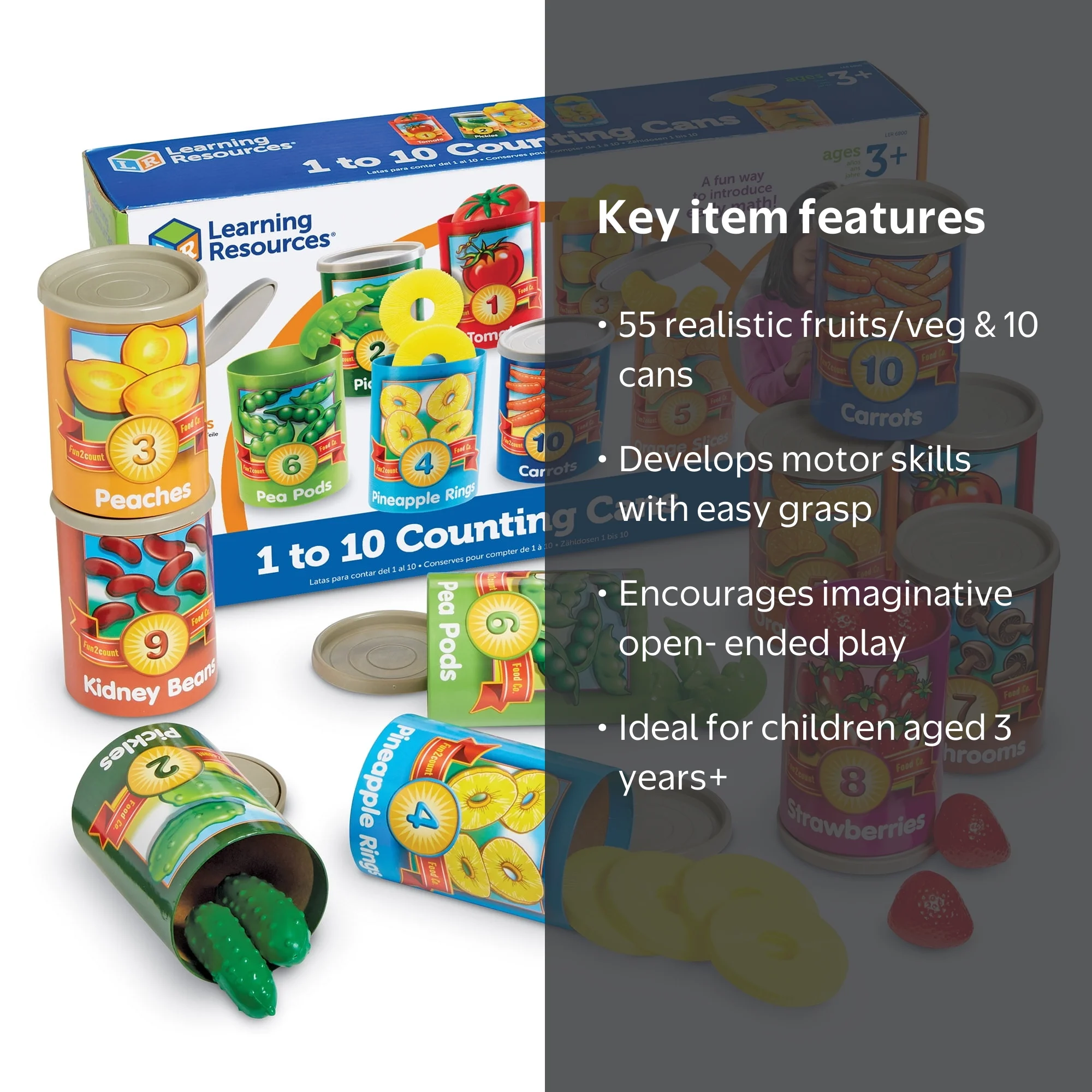 Learning Resources 1-10 Counting Cans Set, Preschool Toys, Ages 3+