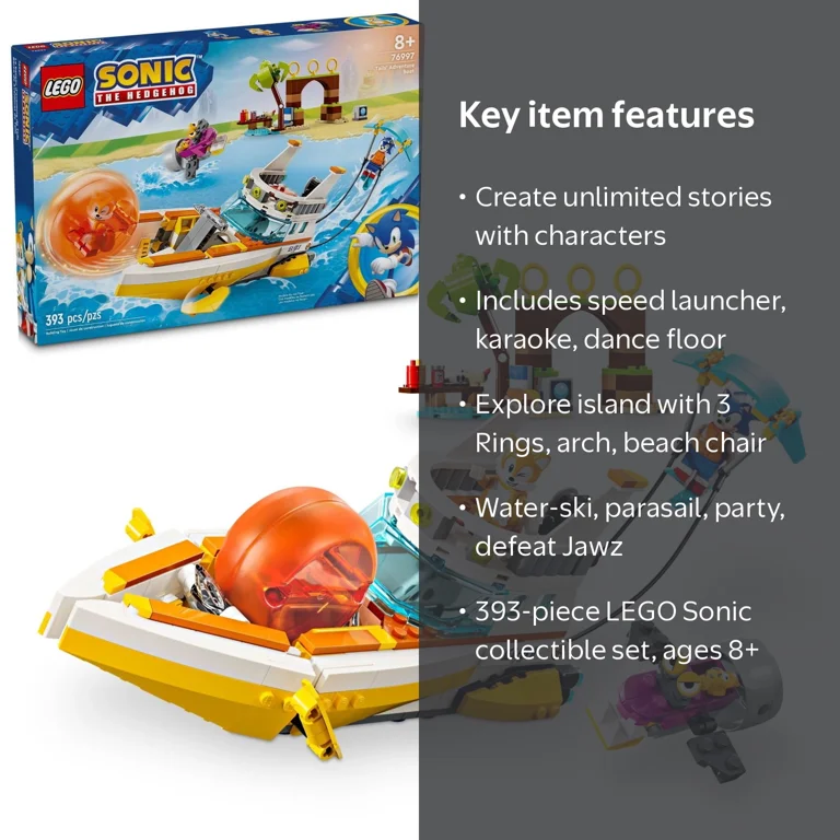 tomo　804040 LEGO Sonic the Hedgehog Tails' Adventure Boat Set, 76997, 393 pcs