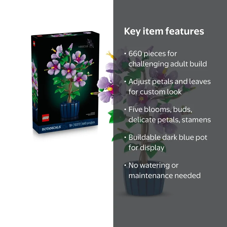 LEGO Botanicals Hibiscus Flower Building Set - Artificial Plant