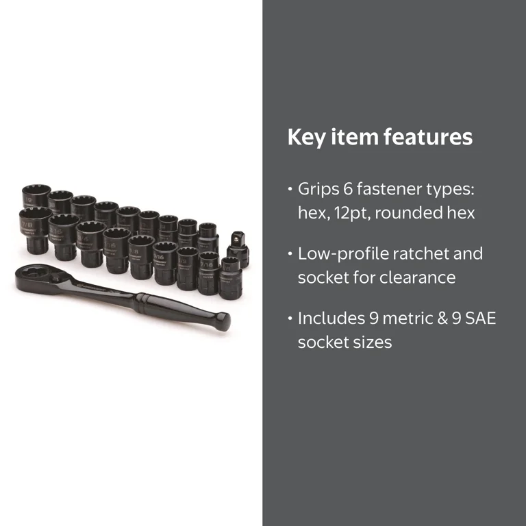 Crescent X6 Pass-Through Ratchet and Socket Set, 20-Piece