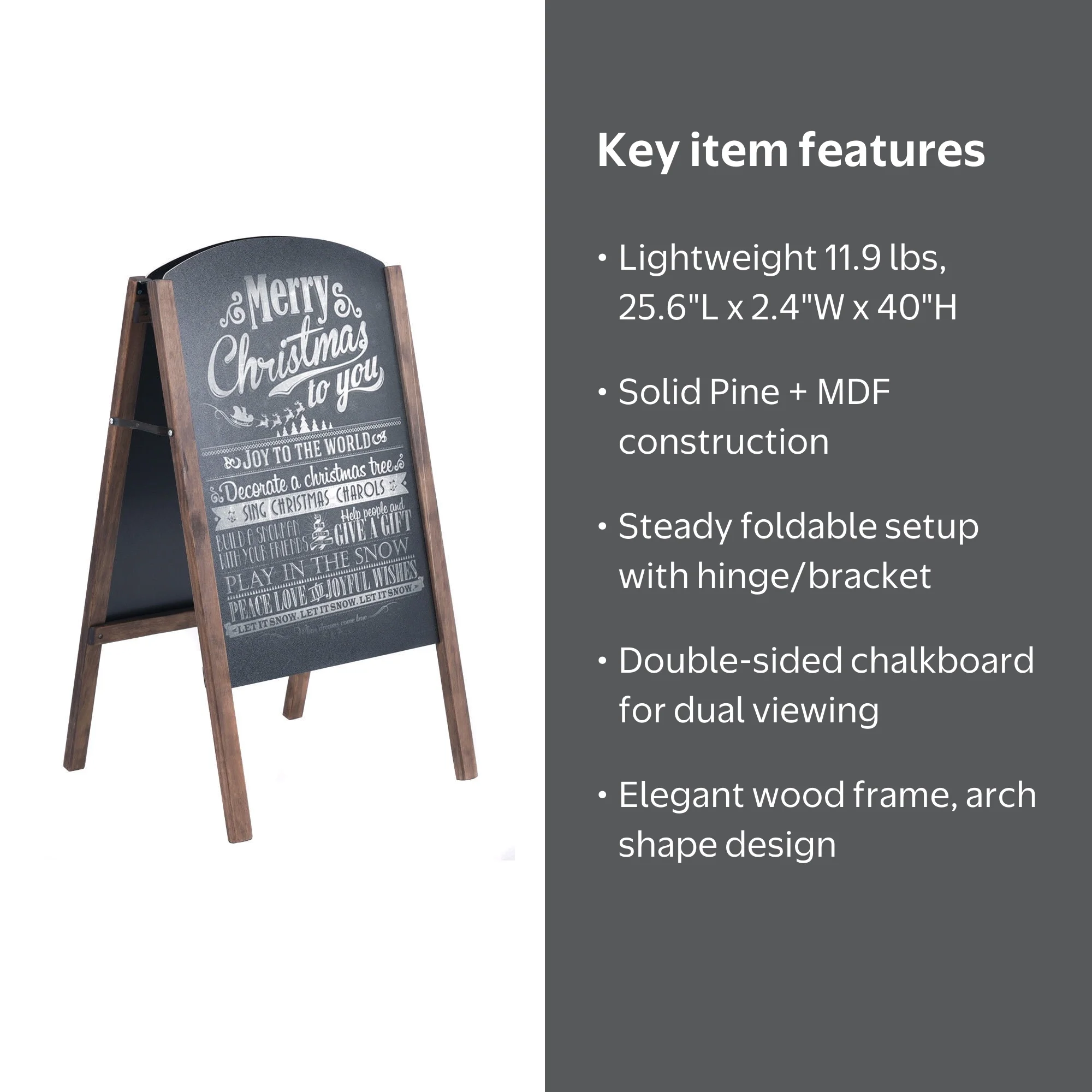 Costway 40'' Large Outdoor Chalkboard Sign: Tall Standing Double