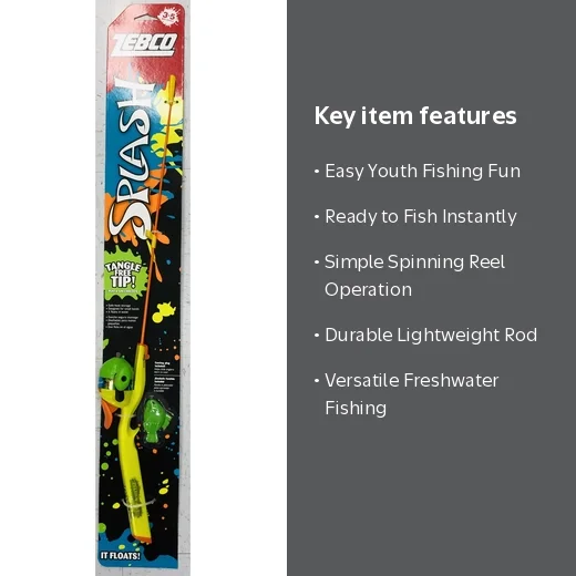 スボンセット【Wooflink】SPRINKLES Zebco Youth Splash Spin Fishing Rod & Reel Combo For Kids