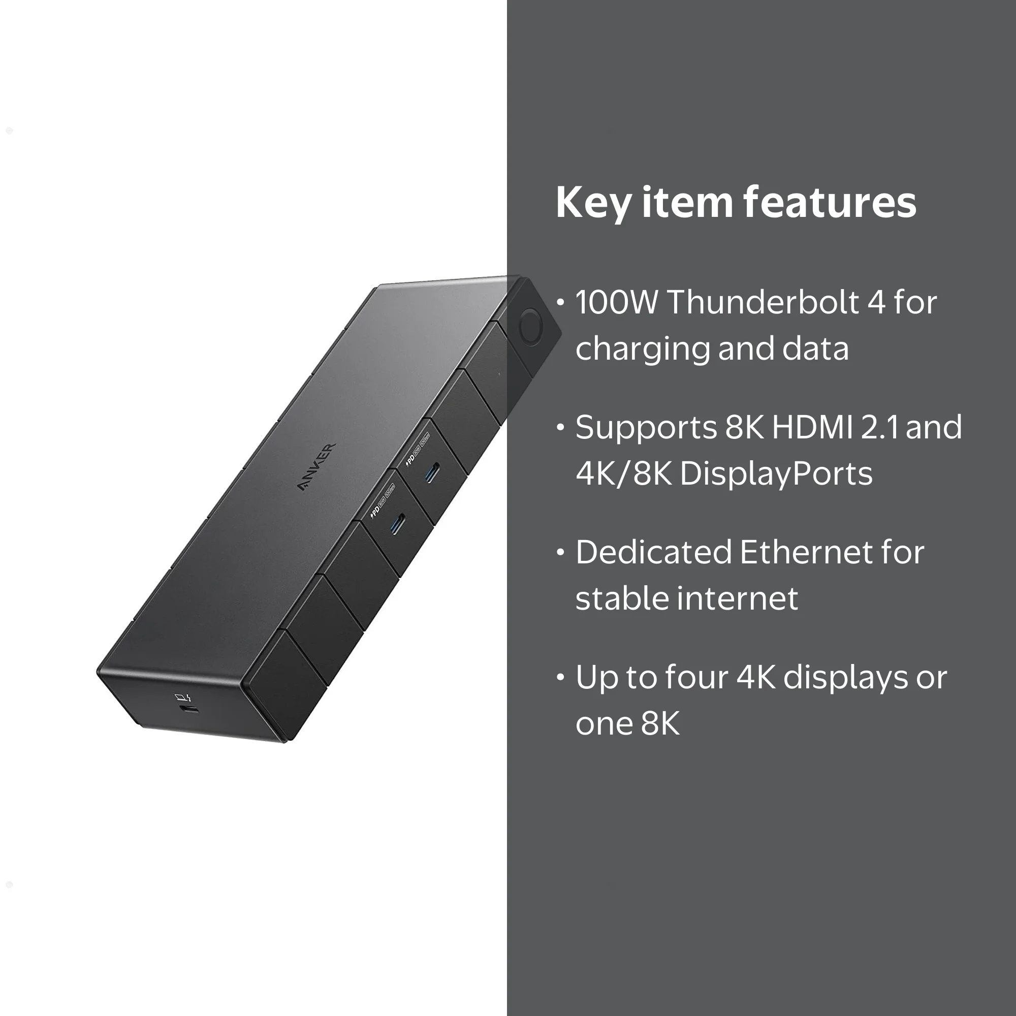 Anker 778 Thunderbolt 4 Docking Station, 12-in-1 Expansion, 100W