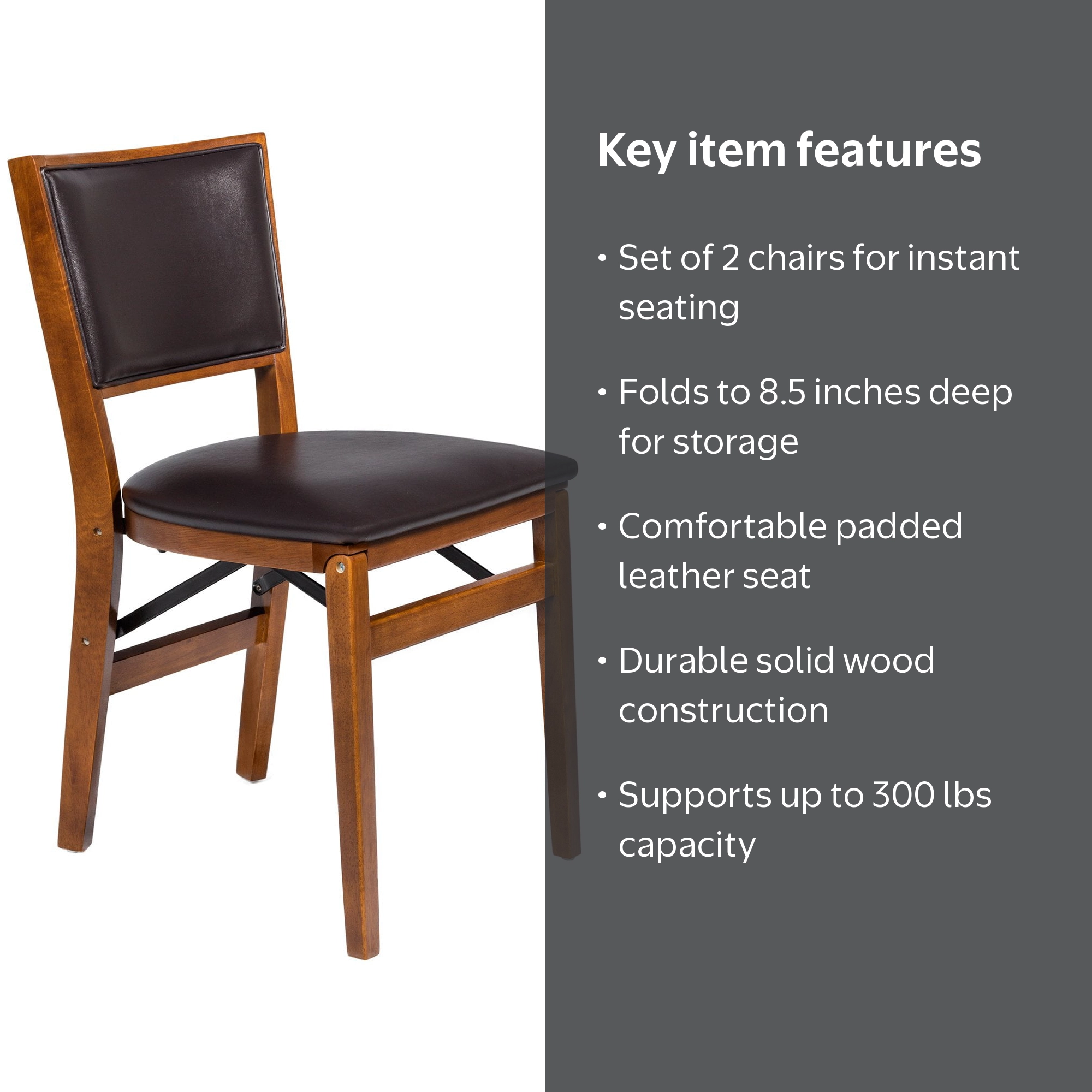 Stakmore Bonded Leather Retro Upholstered Back Folding Chair