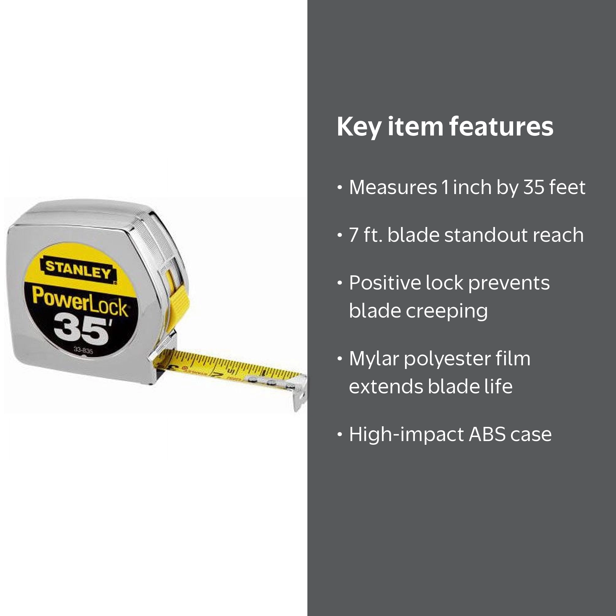 STANLEY PowerLock Tape Measure, 35-Foot (33-835) - Walmart.com