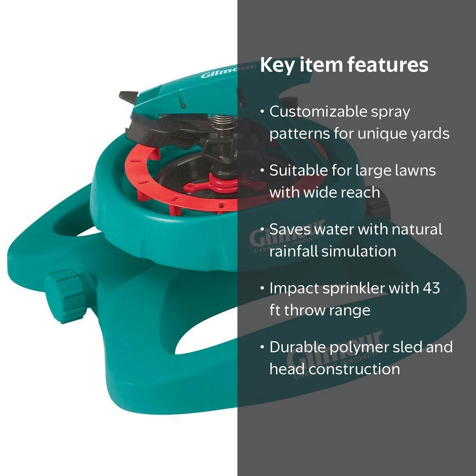 Gilmour, Pattern Master Impulse Sprinkler, 196SPB, Green - Walmart.com