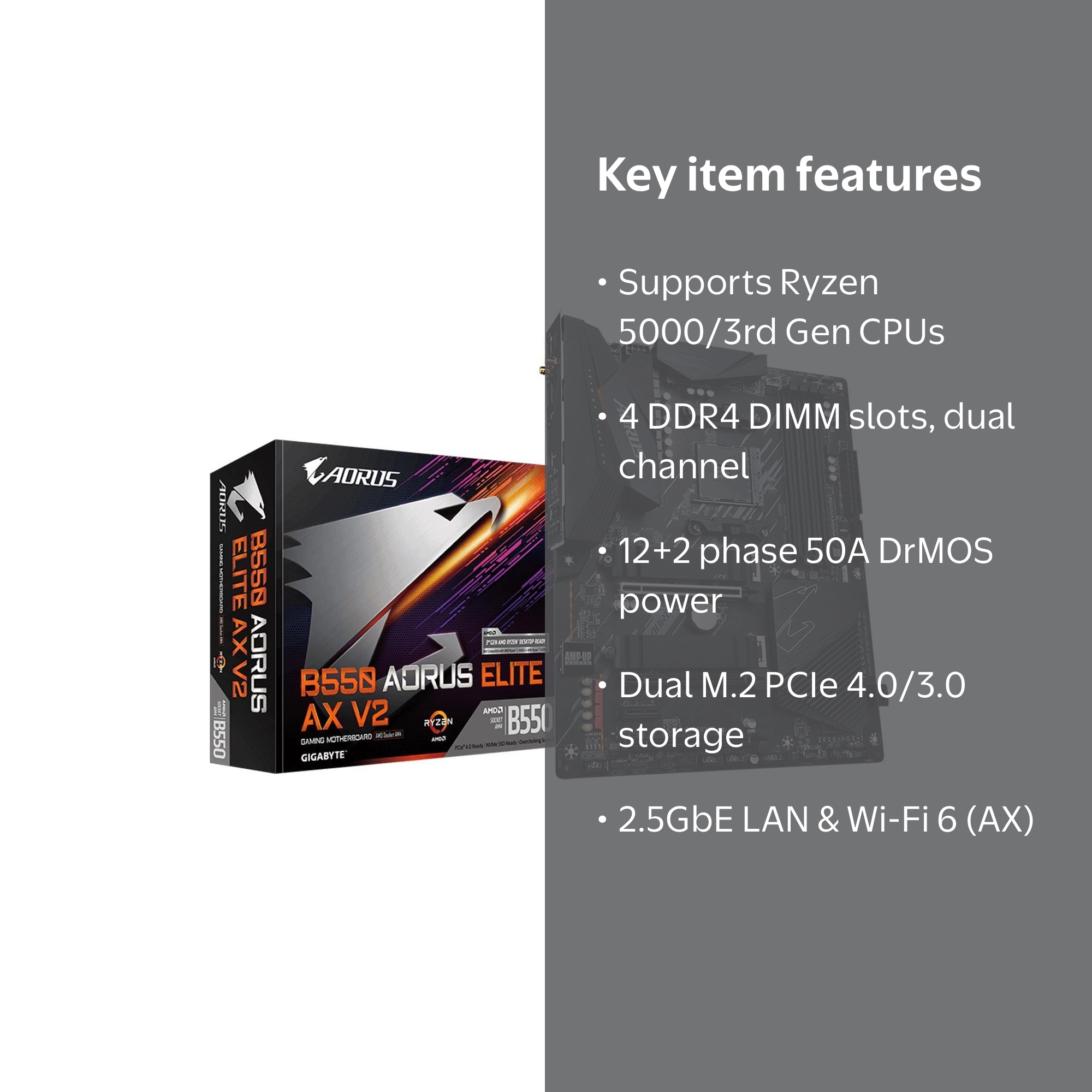 GIGABYTE B550 AORUS ELITE AX V2 AM4 AMD B550 ATX Motherboard with