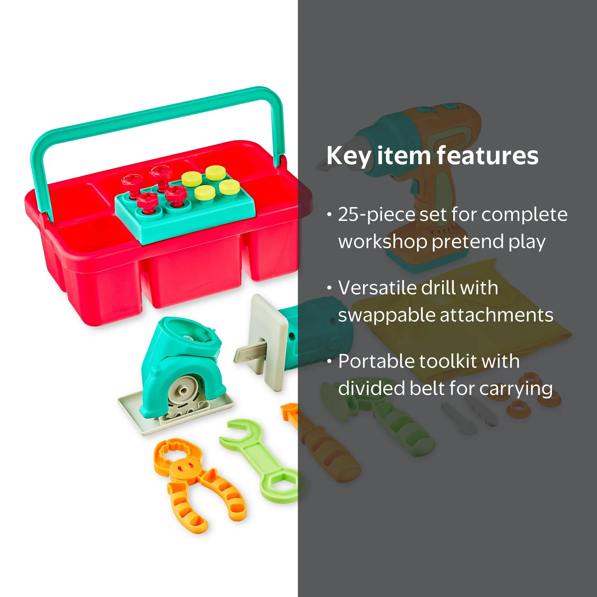 Kid Connection Toddler Tool Set 25 Pieces with Light Up Power