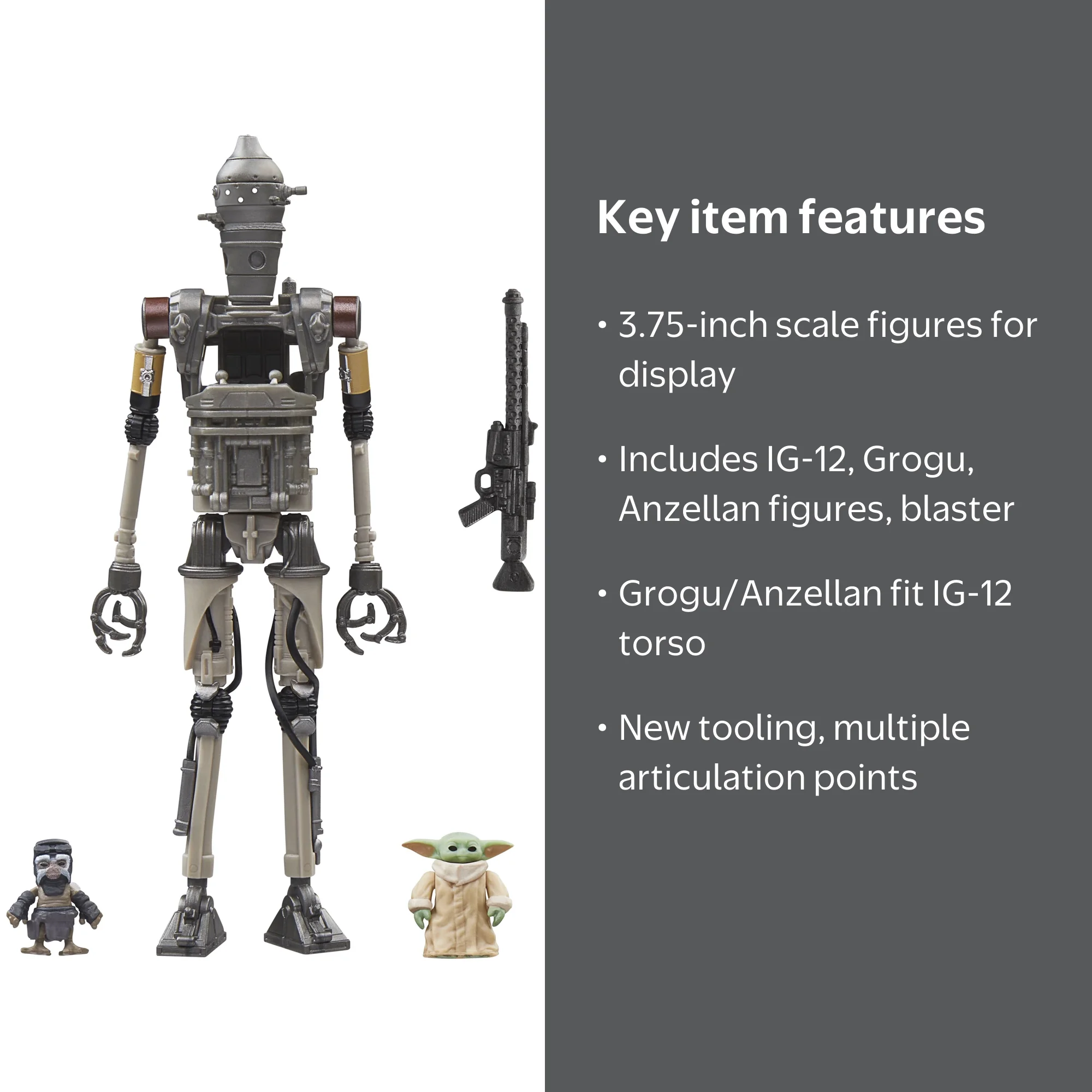 Star Wars, Action Figure, Grogu and Anzellan, IG-12 Deluxe Set