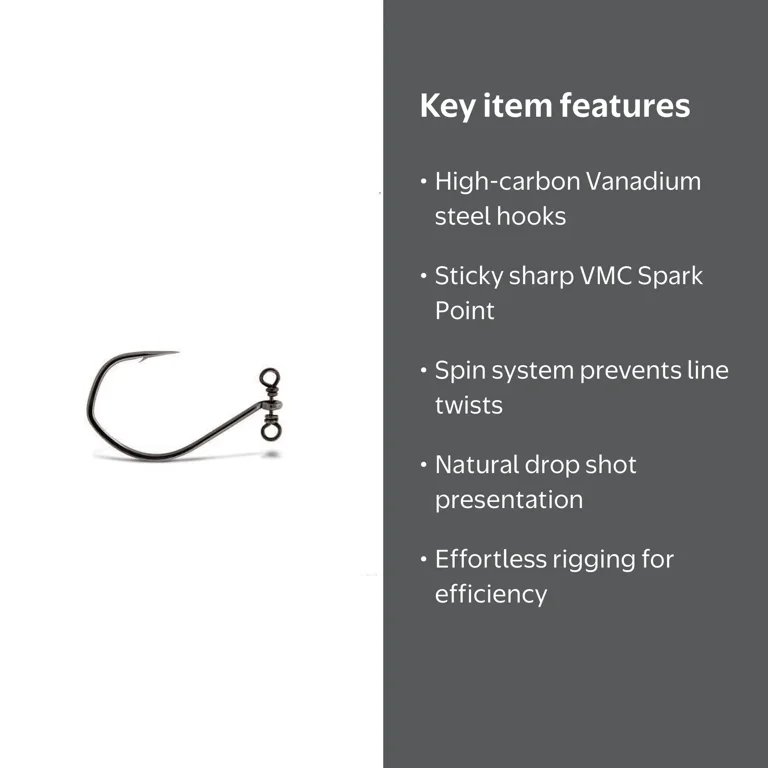 drop shot fishing hook size - Hooks #2-#3/0 High Carbon it is also finished with a slippery black nickel finish for lightning fast hook penetration VGB Dropshot/Nose Rig Hook #2