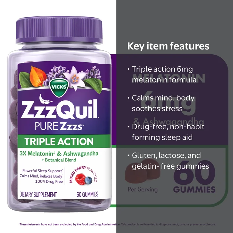 Vicks ZzzQuil Pure Zzzs Sleep Aid Gummies with Melatonin 6mg