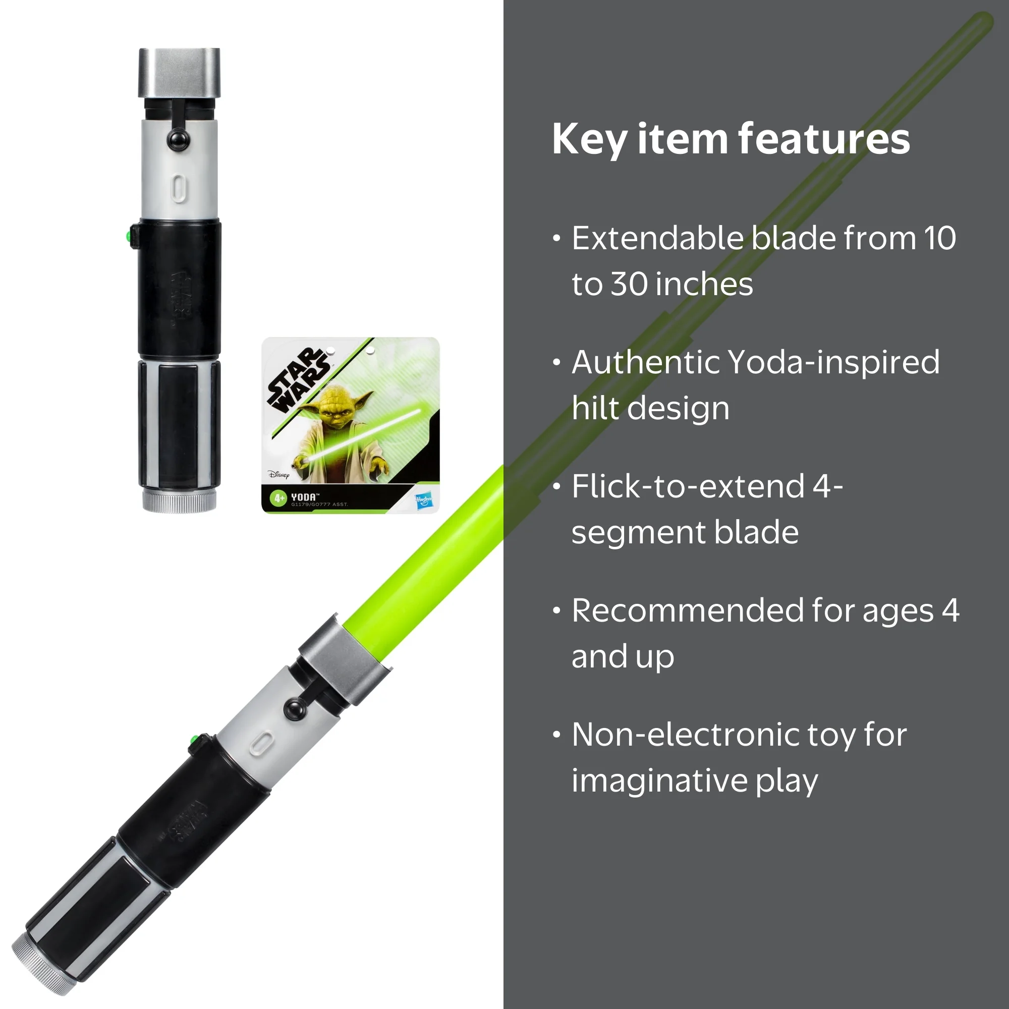 Star Wars Master Yoda Lightsaber Kids Toy with Extendable Green