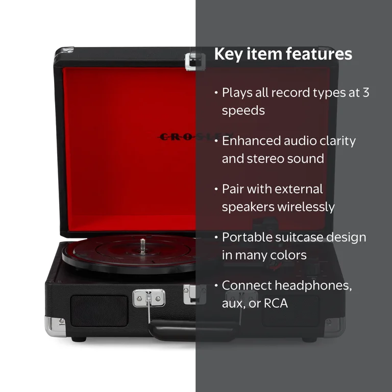 Crosley, Vinyl Record Player, Cruiser Premier, Bluetooth Speakers