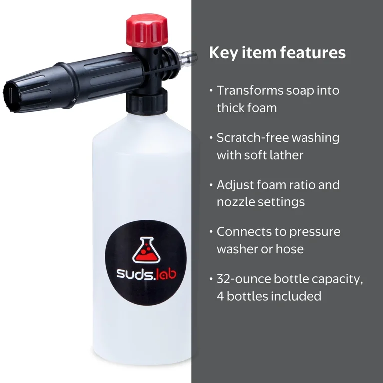 Suds Lab F2 Professional Foam Gun - Adjustable Nozzle, Quick