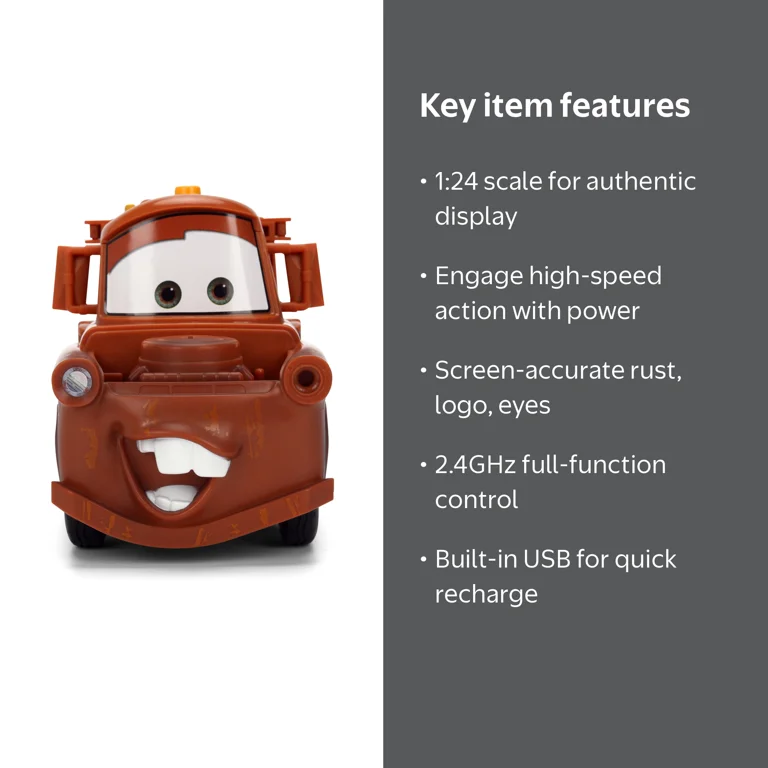 Jada Toys Disney Pixar Cars 1:24 Tow Mater RC Radio Control Cars