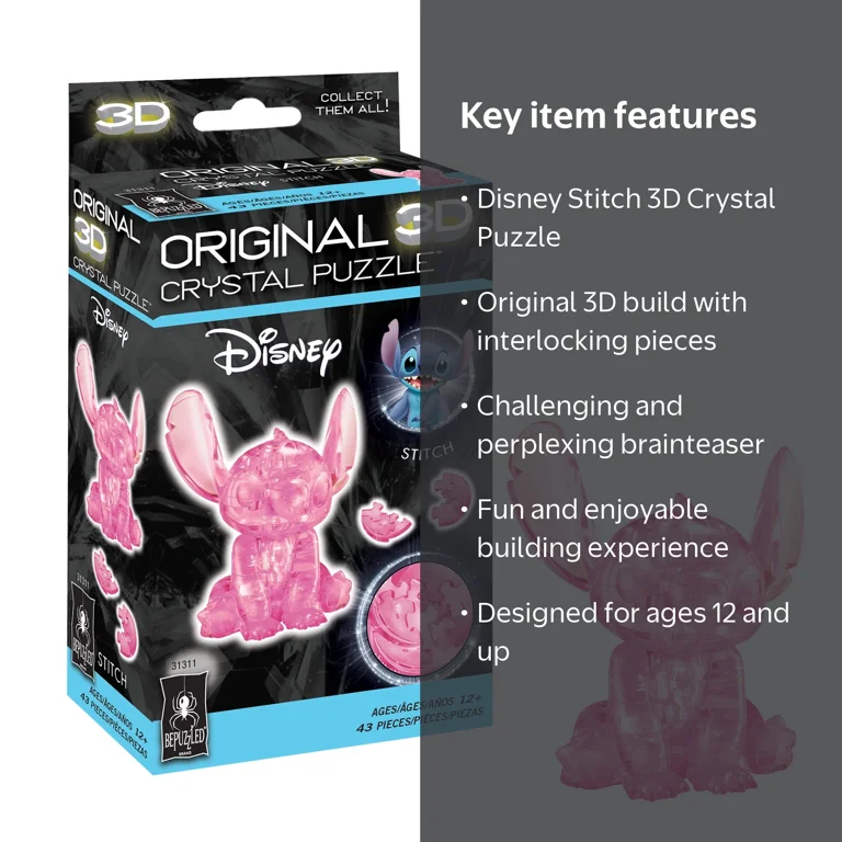 Disney Stitch Original 3D Crystal Puzzles from BePuzzled, Ages 12