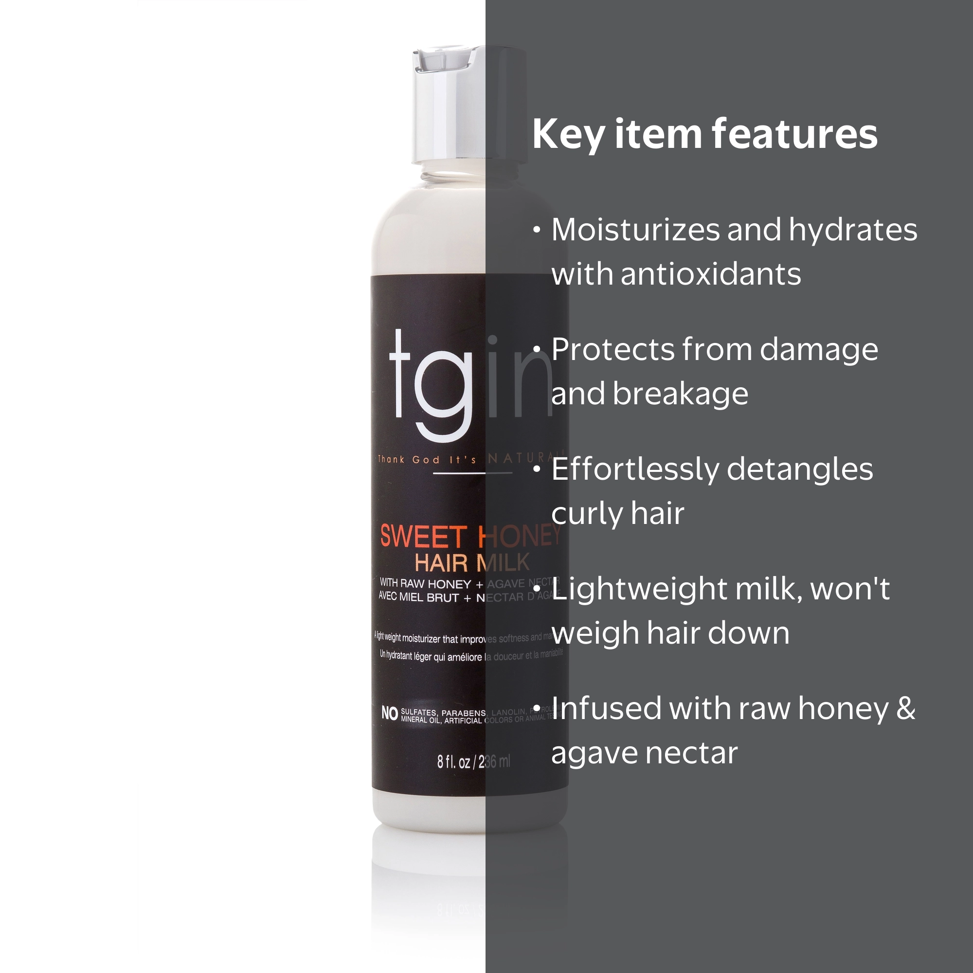 Thank God It's Natural Sweet Honey Hair Milk, 8 oz, Moisturizing