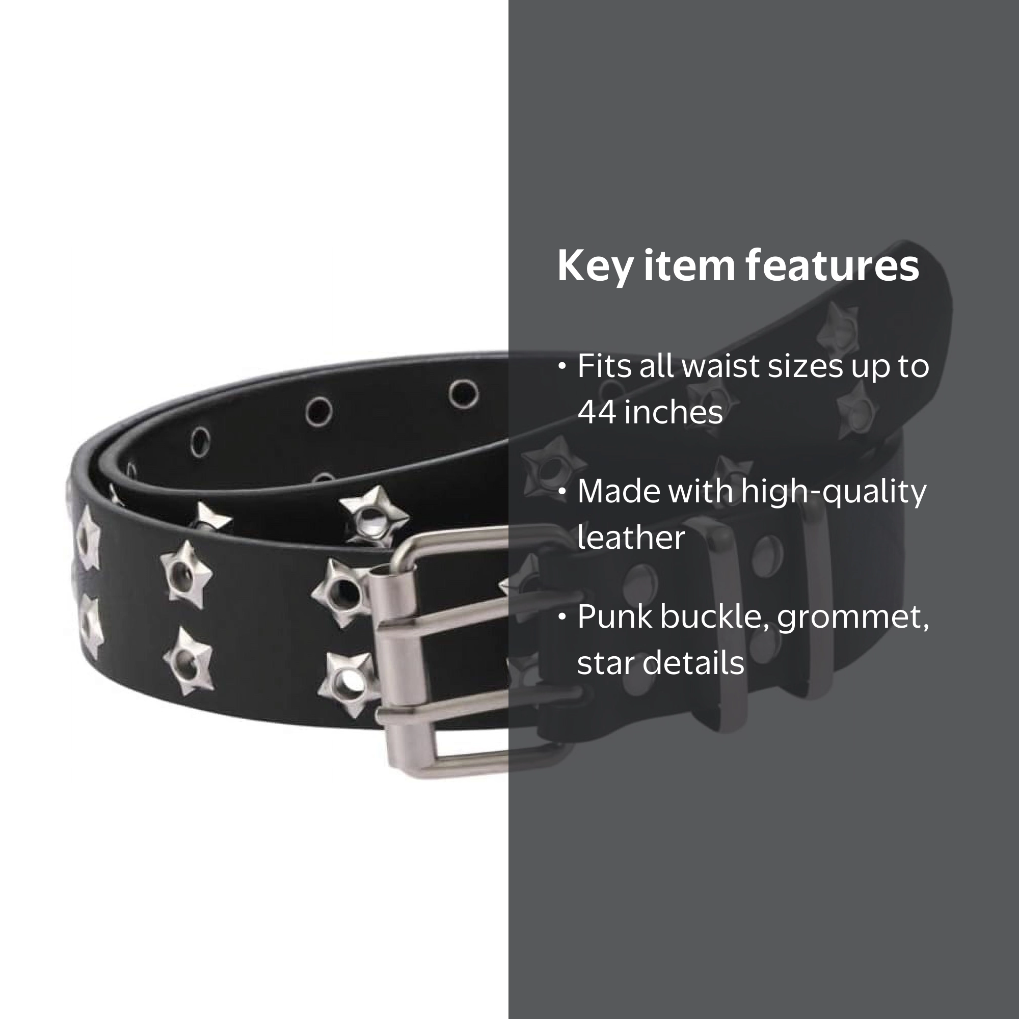 Fairy Grunge Leather Belts Y2K Women Star Punk Goth Buckle Grommet
