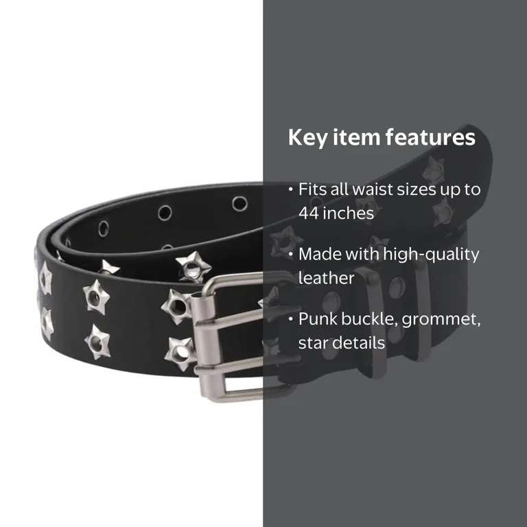 Fairy Grunge Leather Belts Y2K Women Star Punk Goth Buckle Grommet