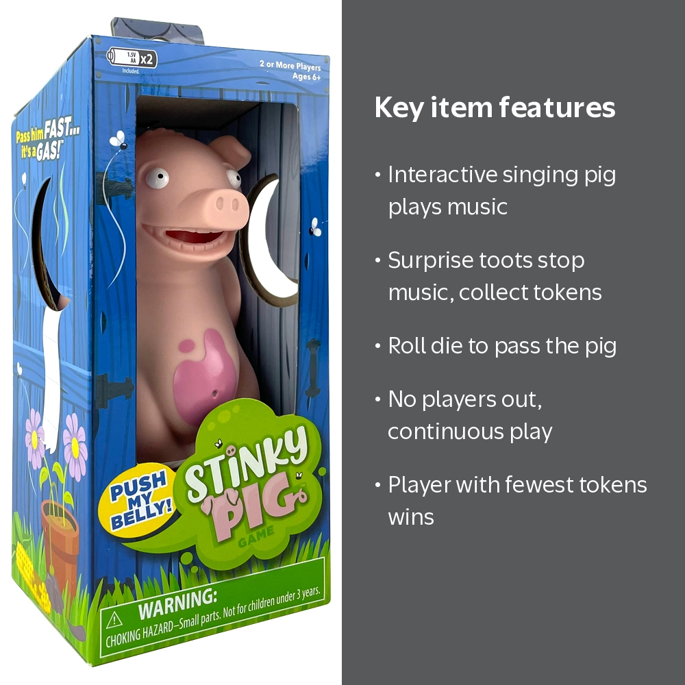 PlayMonster, Stinky Pig Party Game, Poke Him He Toots, 2+ Players
