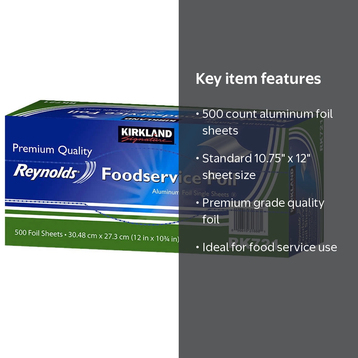 Kirkland Signature Foodservice Foil Sheet, 500ct, Aluminum