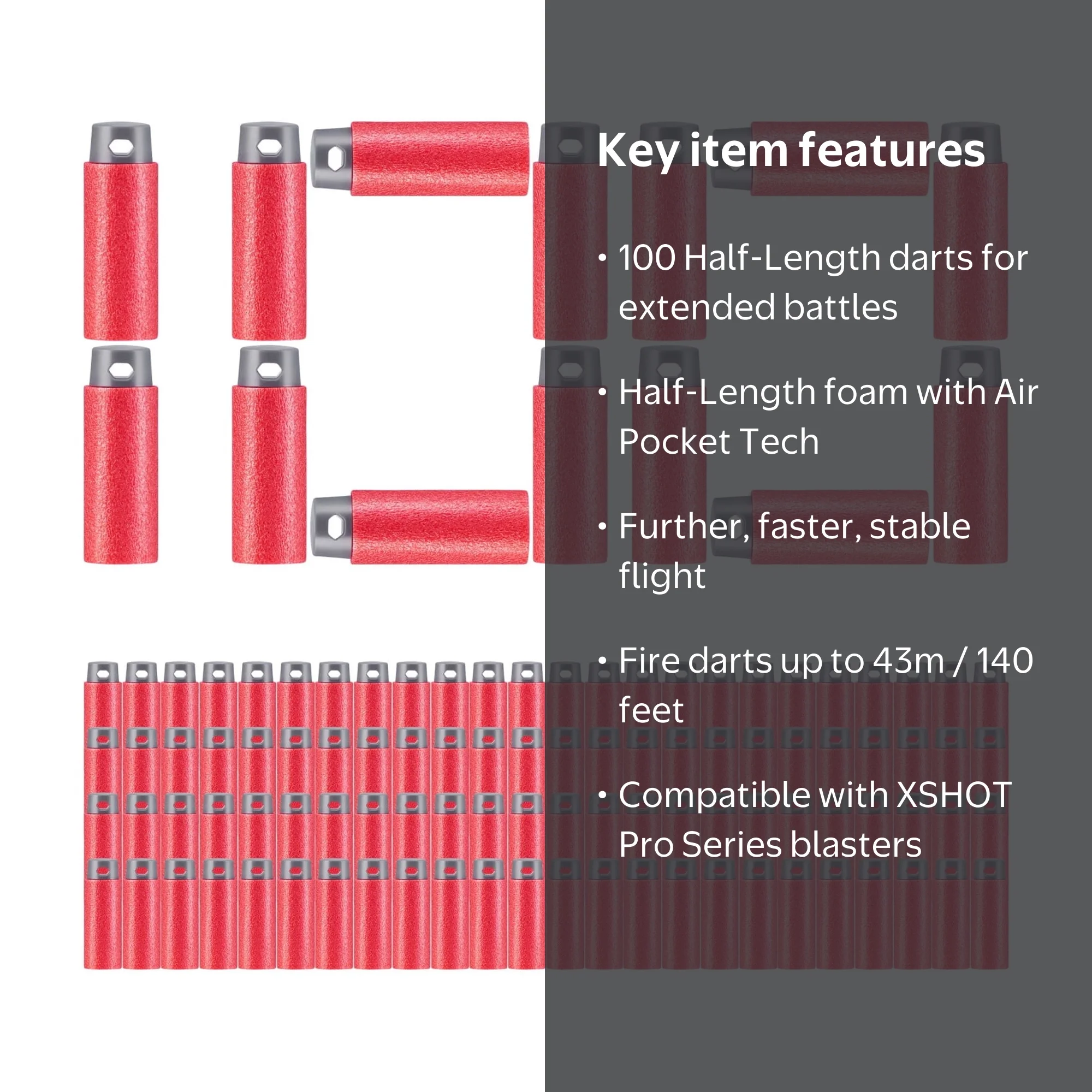 XSHOT, Half-Length Darts Refill Pack, 100 Darts, Red - Walmart.com
