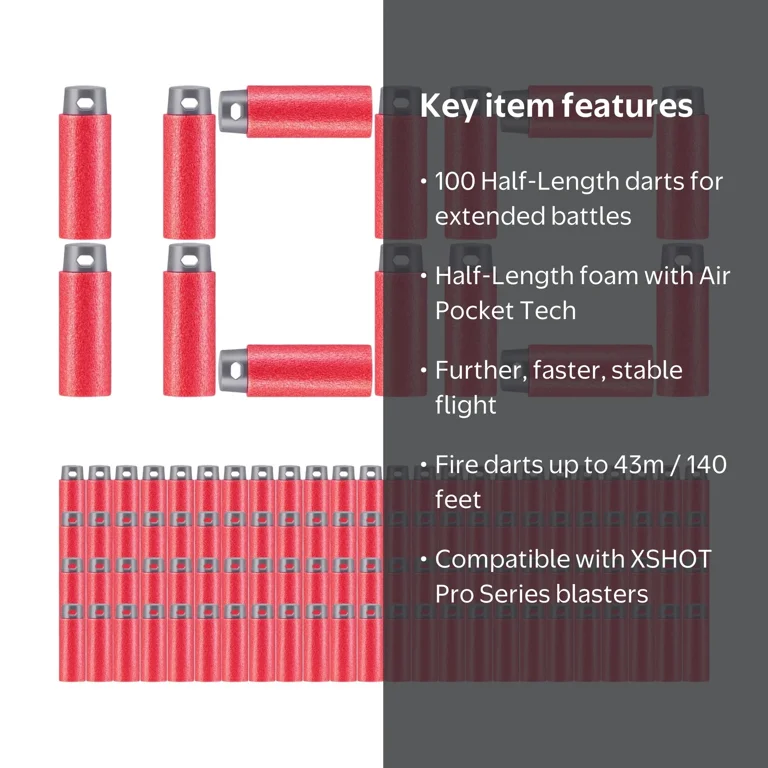 XSHOT, Half-Length Darts Refill Pack, 100 Darts, Red - Walmart.com