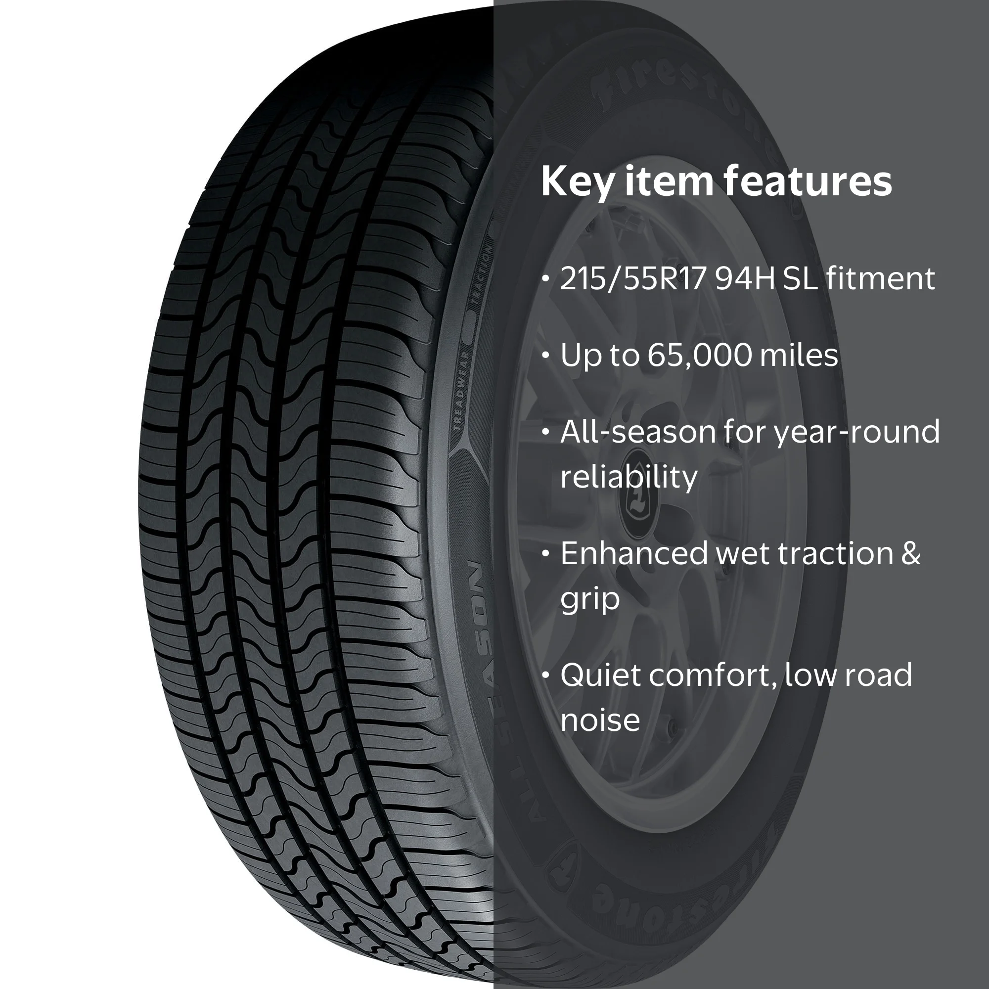 Firestone, Passenger Tire, 215/55R17 94H, All Season - Walmart.com