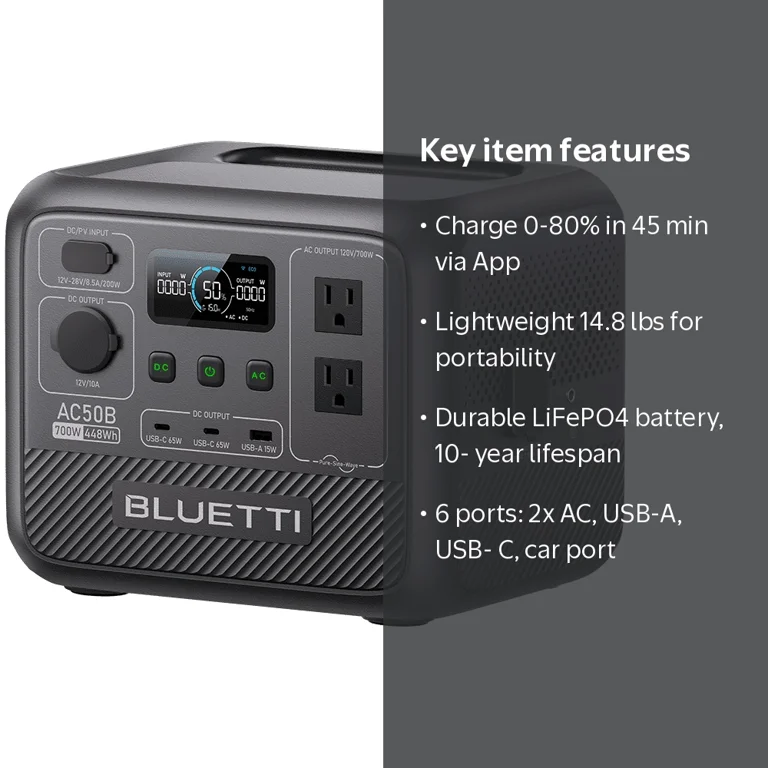 Bluetti, Portable Power Station, 448Wh, 2x 700W AC Outlets
