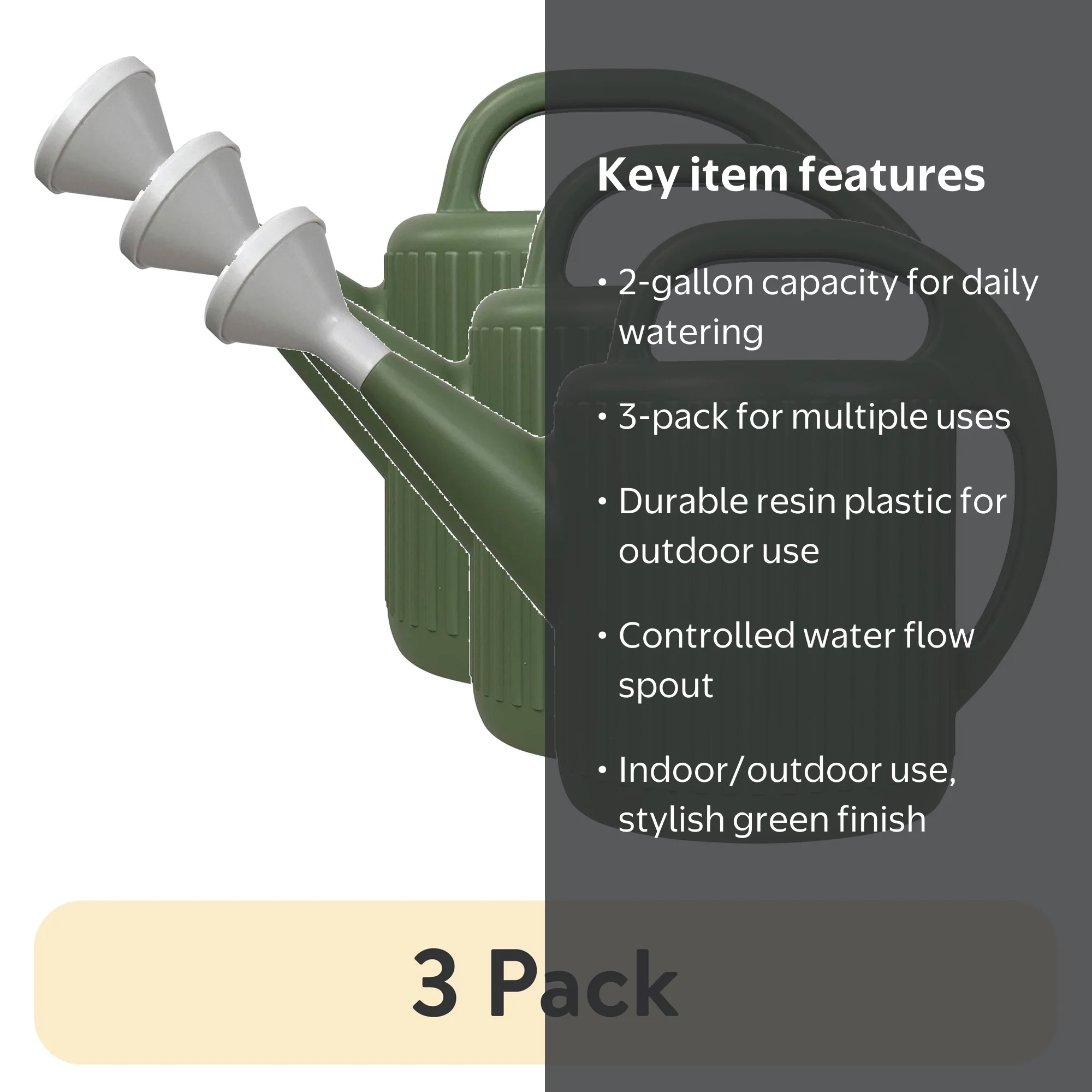3 pack) Expert Gardener 2-Gallon Plastic Watering Can, Green