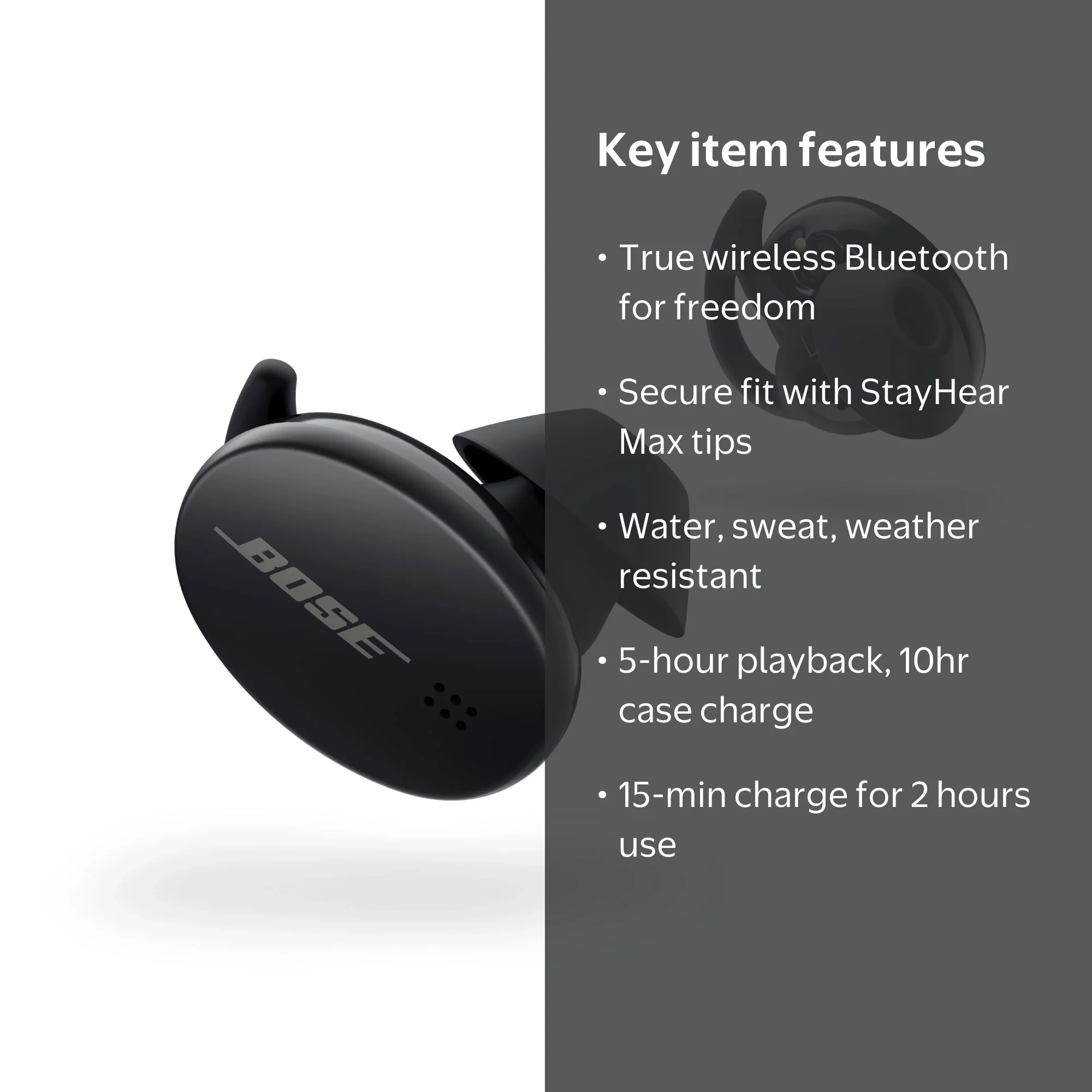 Bose Sport Earbuds, True Wireless Bluetooth Headphones, Sweat and