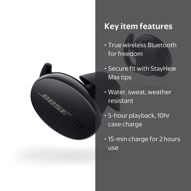 Bose Sport Earbuds, True Wireless Bluetooth Headphones, Sweat and