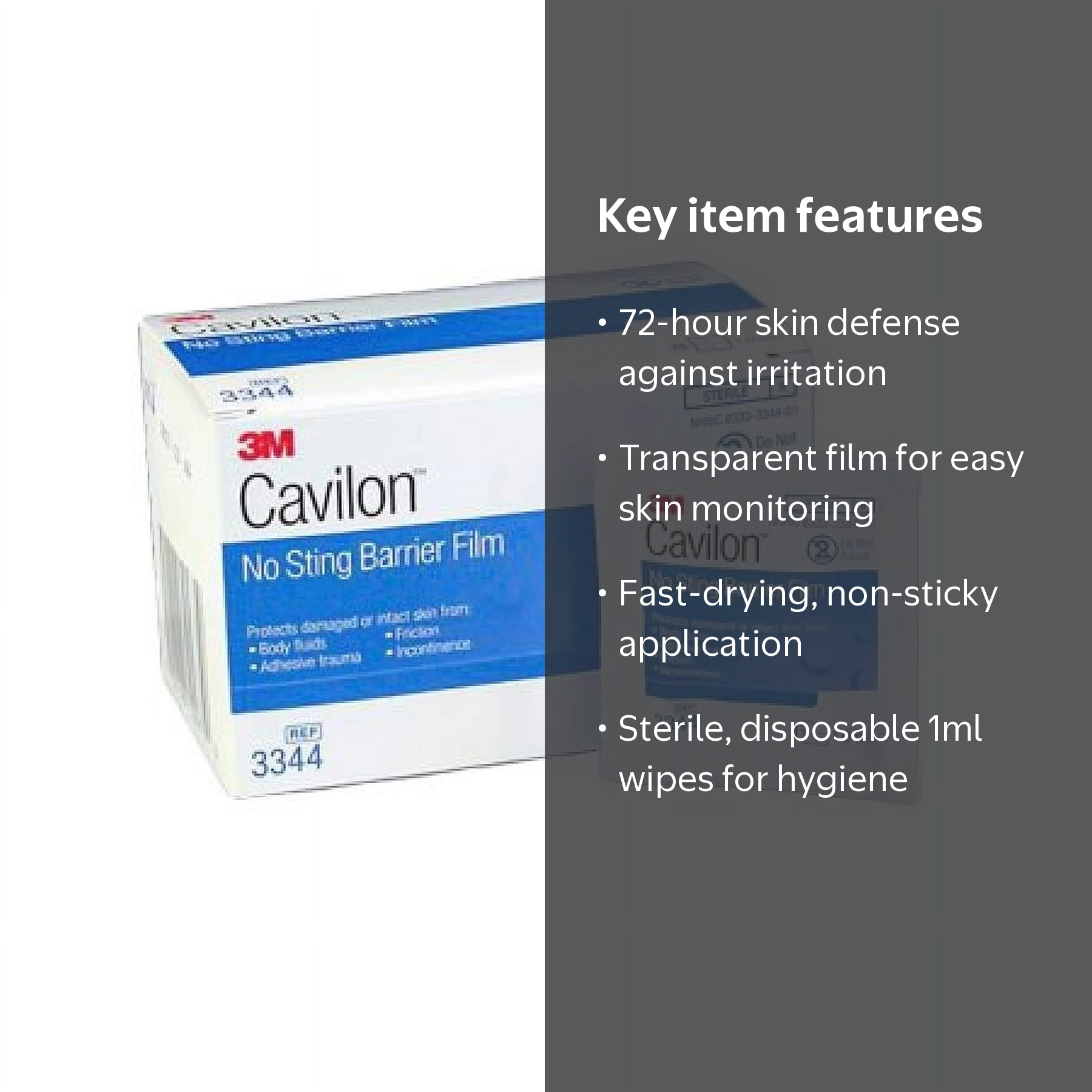 3M Cavilon No Sting Barrier Film, Sterile, Fast-drying, 30 Wipes