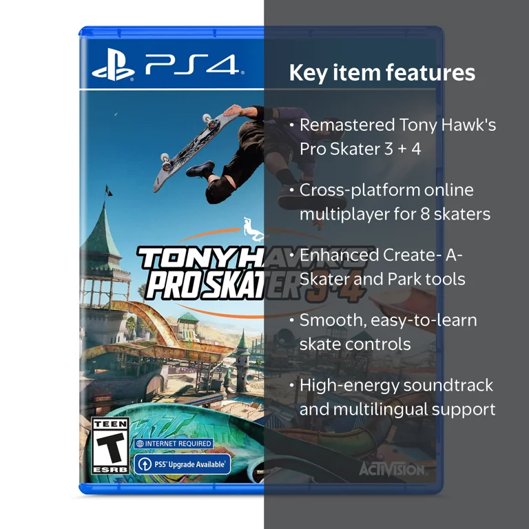 PlayStation 4 Game, Tony Hawk's Pro Skater 3+4, Standard Edition