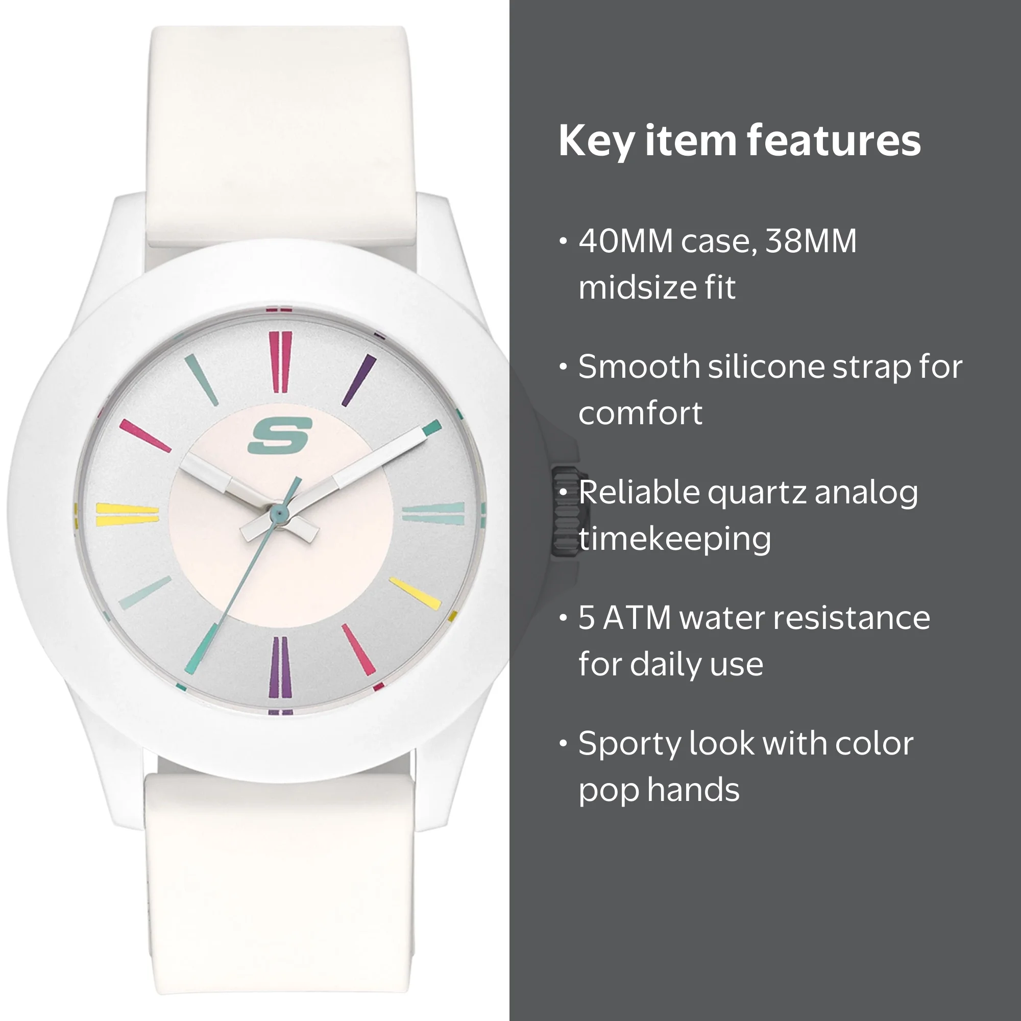 Midsize Quartz Analog Watch with Silicone Band, 40mm Case 40N7.2LBK Ladies 35MM SPARTAN Watch – 40nine-Watches main image 3