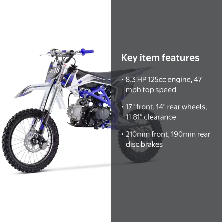HHH X18 ‎Gas Powered 4 Cycle 125 cc Motorcycle - Walmart.com