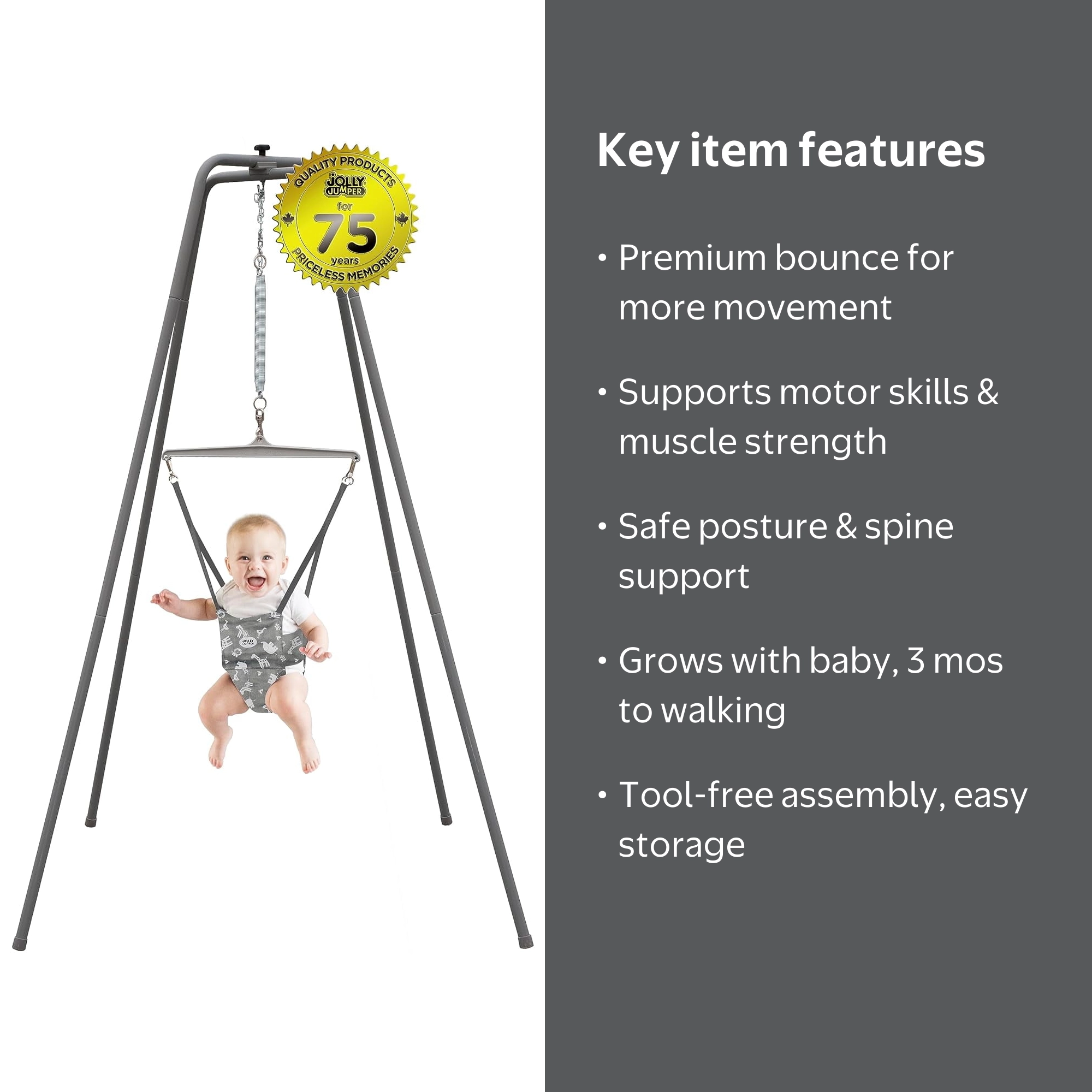Jolly Jumper Elite Baby Exerciser - Sturdy Frame, Indoor and