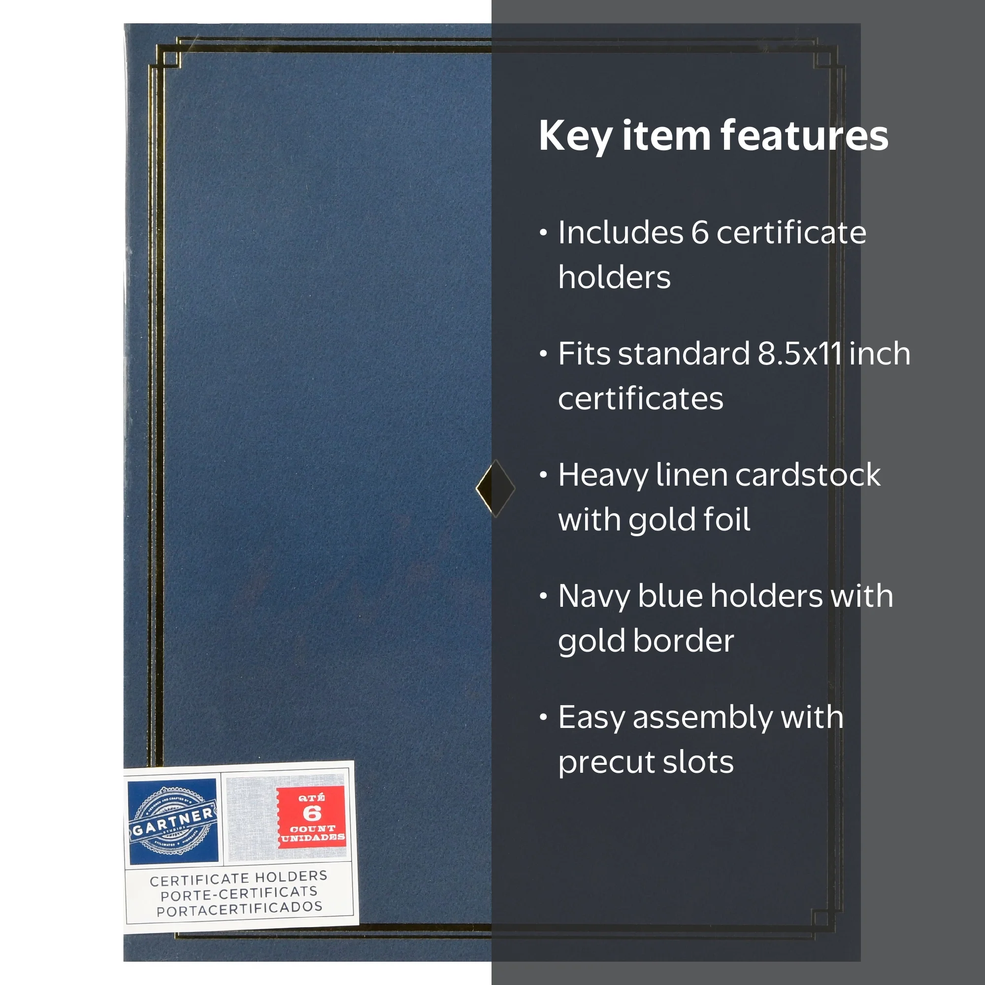 Gartner Studios Blue Award Certificate Holders 6 Pack Navy with