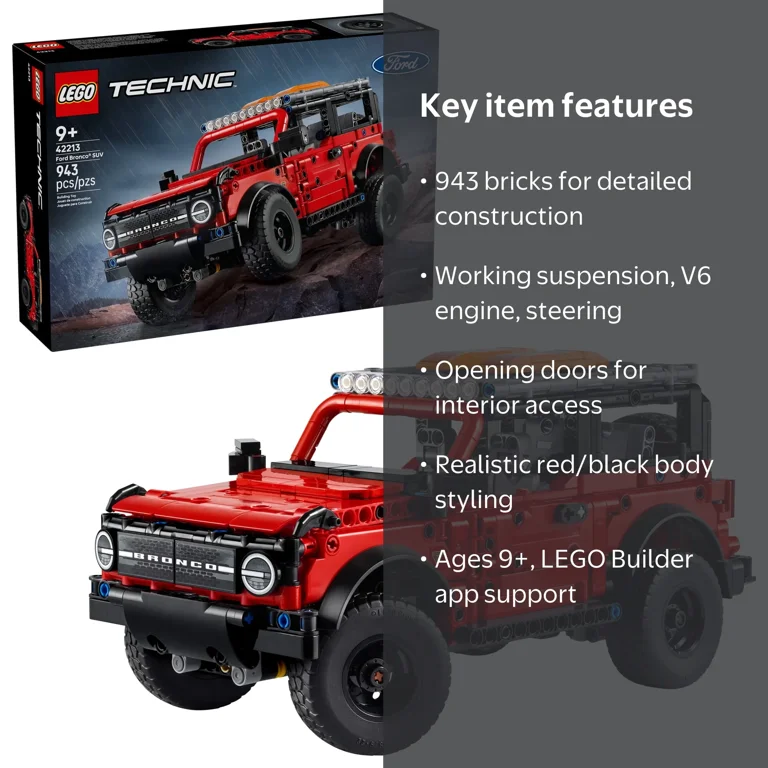 LEGO, Technic Ford Bronco SUV, 42213, Building Toy for Boys and