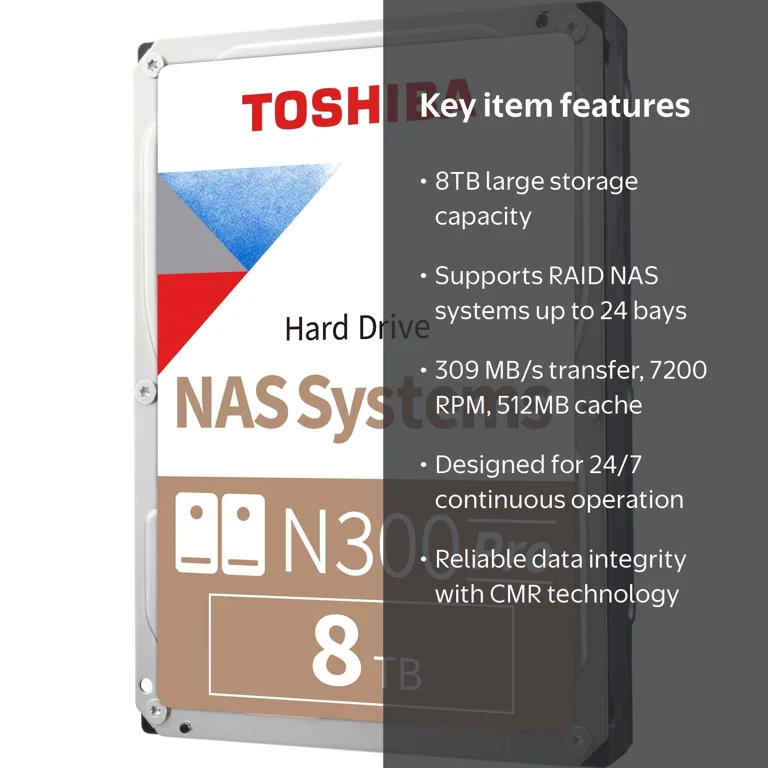 Toshiba N300 PRO 8TB Large-Sized Business NAS (up to 24 Bays) 3.5