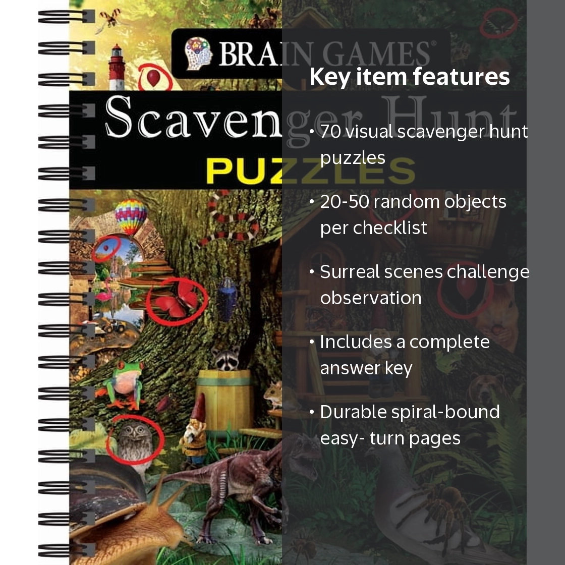 Brain Games: Scavenger Hunt Puzzles, Spiral-Bound, 70 Puzzles