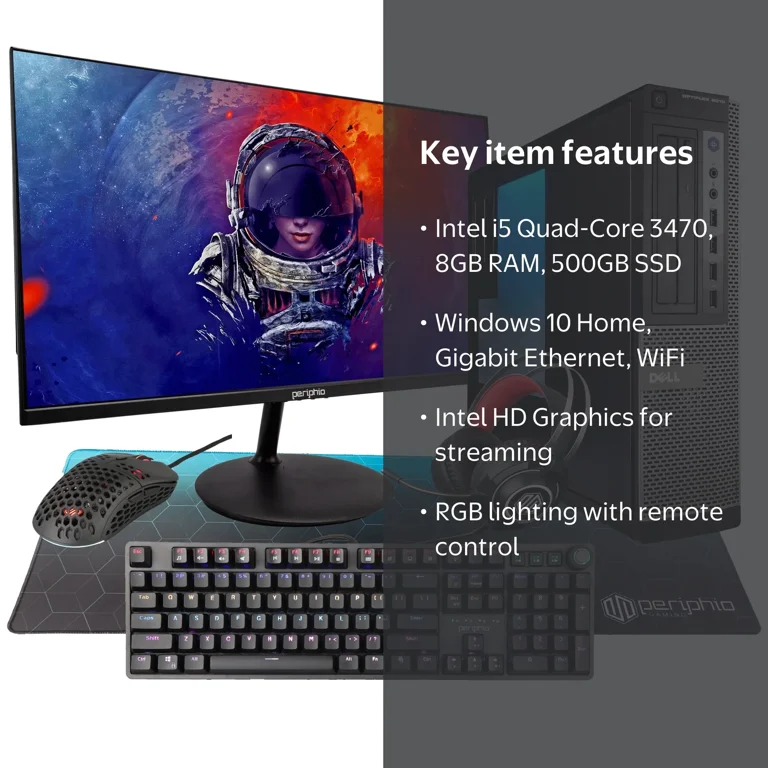 Renewed Dell OptiPlex 7010 PC, Intel i5, 8GB, 500GB SSD, RGB
