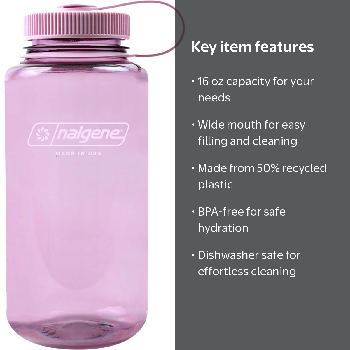 Nalgene, Water Bottle, 16 oz, Wide Mouth Cherry Blossom - Walmart.com