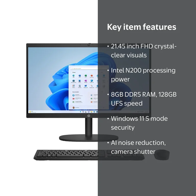 HP 21.45 inch All-in-One Desktop FHD Display Intel Pentium 8G