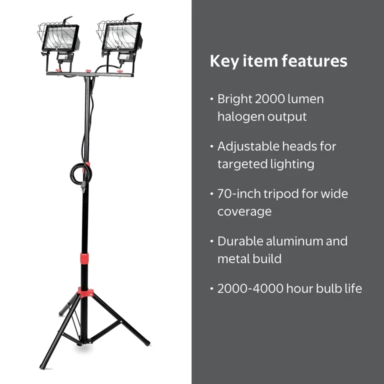 Free Shipping! Hyper Tough 1000W Halogen Work Light with Tripod