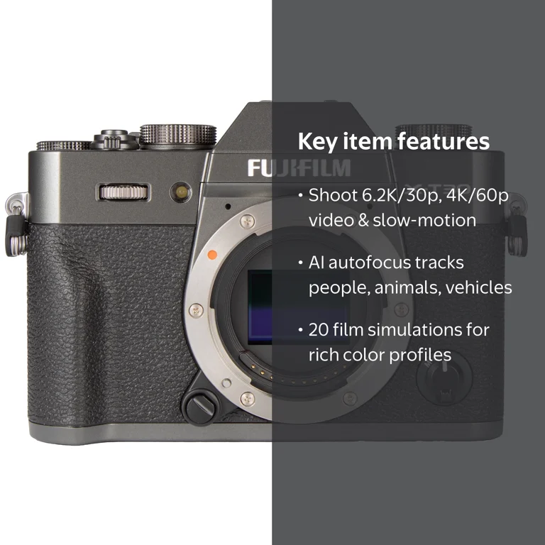 Fujifilm, Mirrorless Camera, Black, 26.1 MP, 6.2K Video - Walmart.com