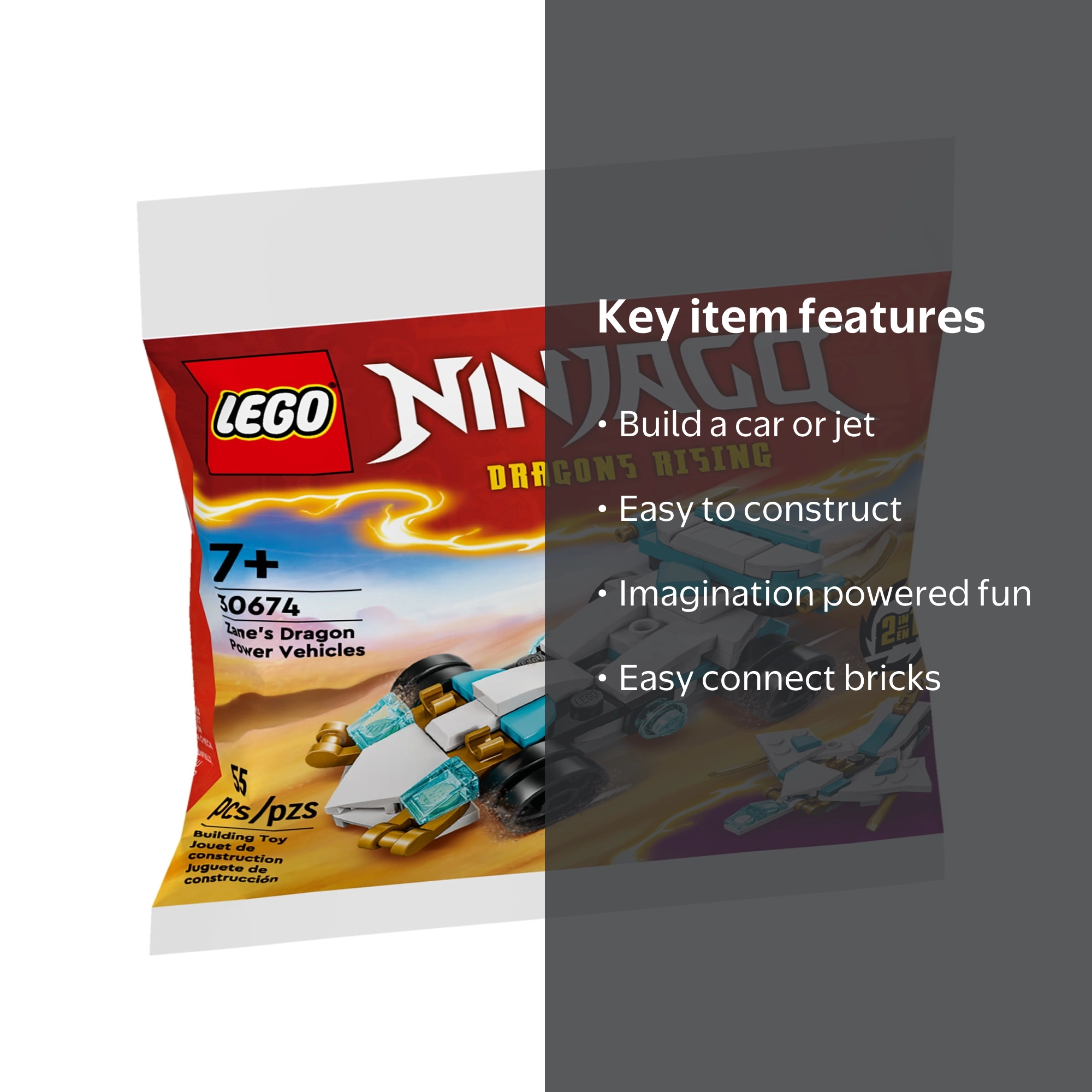 LEGO Ninjago Race Vehicles, 30674, Rebuild into Jet - Walmart.com