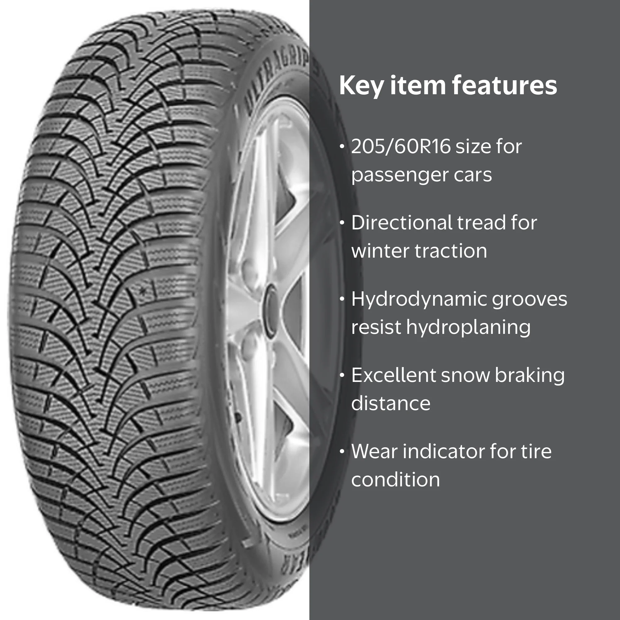 GOODYEARスタッドレスタイヤ205/60R16 JINBO② Goodyear Ultra Grip 9 Plus Winter 205/60R16 92H Passenger Tire