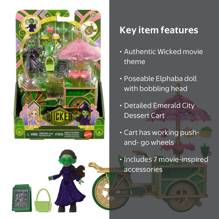 WICKED, Dessert Cart Toy, Small Doll & Accessories, Emerald City