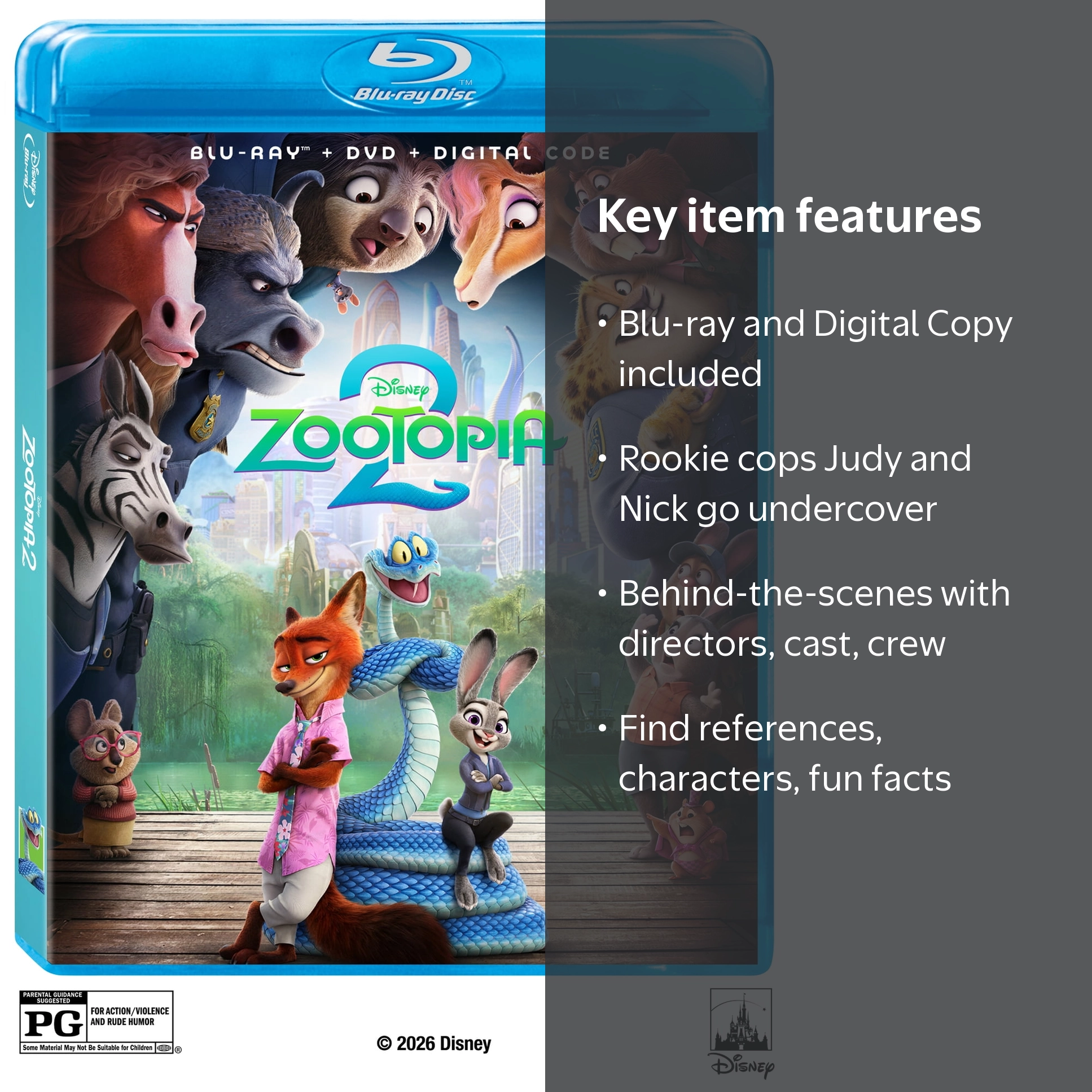 Disney Zootopia 2 (Blu-ray, DVD, Digital) Standard Edition (2025